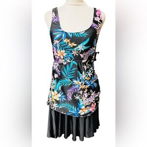 ACT-Floral Black Women's Swim Top size 10